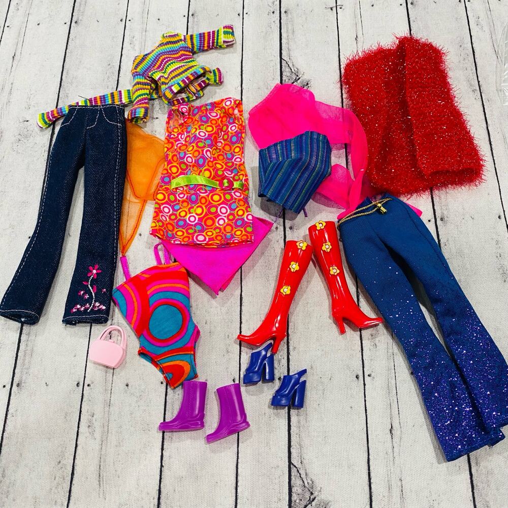 Barbie Vintage Y2K 90s Fashion Avenue Clothing Lot Shoes Boots Jeans Dress